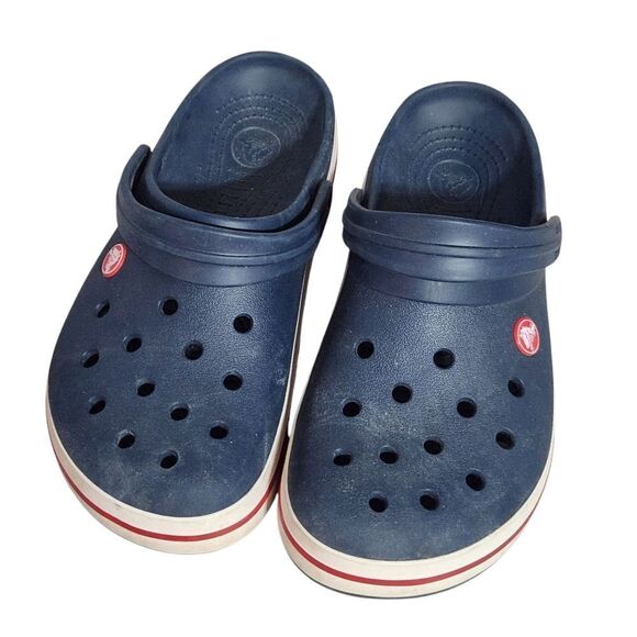 Crocs Crocband Shoes Size M 7 W 9 Blue Red White July 4th USA Clogs Rubber Slip - Picture 2 of 11